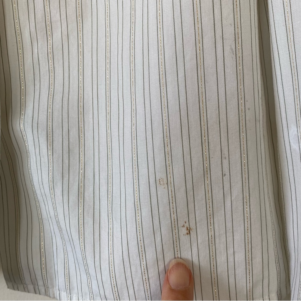 Lela Rose Ruffle Neck Stripe Long Sleeve Blouse Gold Metallic Size 8 - Picture 4 of 10